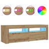 vidaXL Spintelės prie lovos 2 vnt su &scaron;viesos diodais Artisan Oak