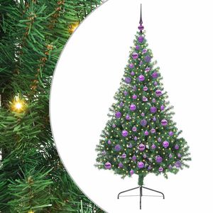 vidaXL Dirbtinis prie&scaron;&scaron;ventinis eglutė su &scaron;viesomis Žalia 180 cm PVC
