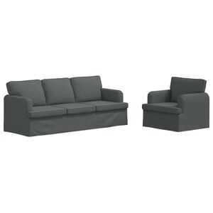 vidaXL Sofos komplektas 2 pcs Tamsiai pilka 144 x 80 x 85 cm audinys
