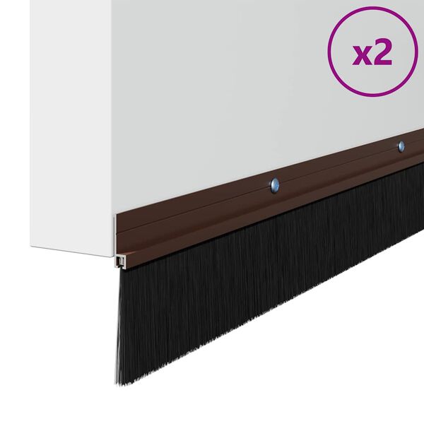 vidaXL Sukabinamų durų šepetėlių sandarikliai 2 pcs Ruda 100 cm