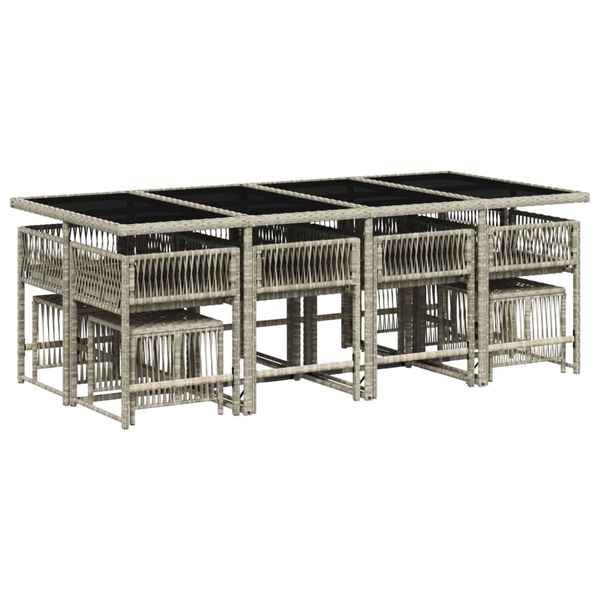 vidaXL Sodo komplektas su pagalvėlėmis, 13 dalių, pilkas, poliratanas