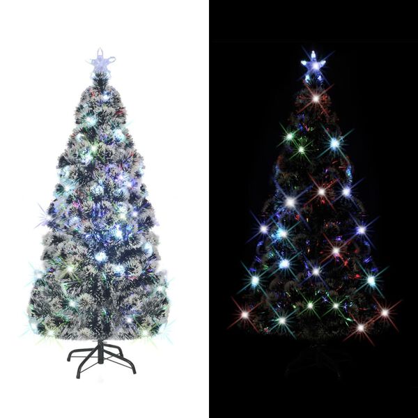 vidaXL Ap&scaron;viesta Kalėdų eglutė su stovu ir LED, 180cm, optinis pluo&scaron;tas