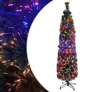 vidaXL Dirbtinė siaura Kalėdų eglutė su stovu, 120cm, optinis pluo&scaron;tas