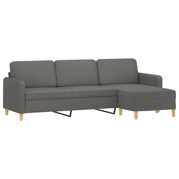 vidaXL Trivietė sofa su pakoja, tamsiai pilkos spalvos, 210cm, audinys