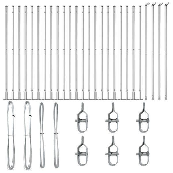 vidaXL Tvorelės stulpas Kita 26 pcs Pilka 3,2 x 3,2 x 68,5 cm Plienas