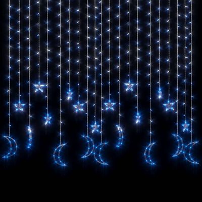 vidaXL Girlianda žvaigždės ir mėnuliai, 345 mėlynos LED lemputės