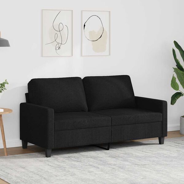 vidaXL Dvivietė sofa, juodos spalvos, 140cm, audinys