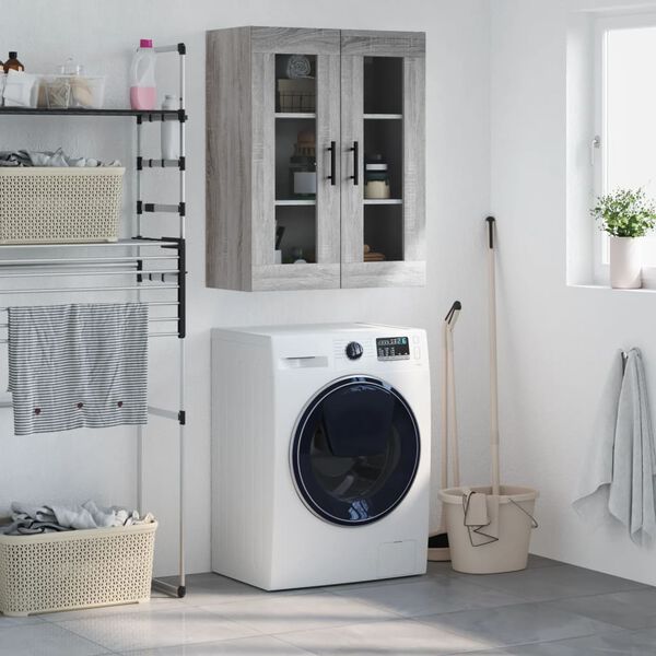 vidaXL Prie sienos montuojama spintelė, pilka ąžuolo, 69,5x34x90cm