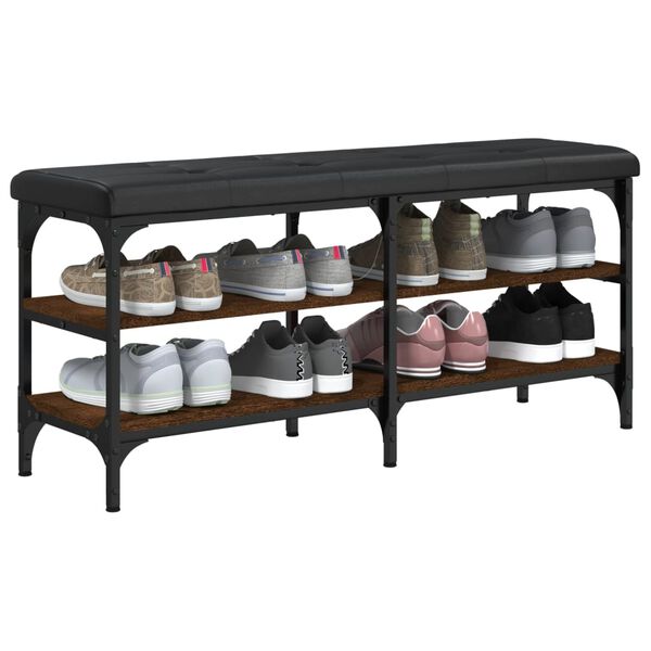 vidaXL Batų suoliukas, rudas ąžuolo, 102x32x47cm, apdirbta mediena