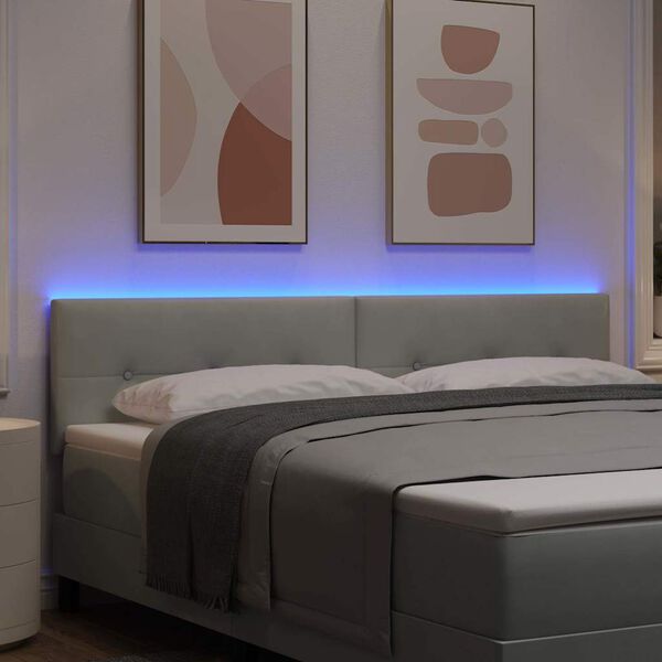 vidaXL LED galvūgalis su galvūgalio &Scaron;viesiai pilka 180 cm Poliesteris