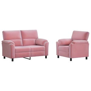 vidaXL Sofos komplektas 2 pcs Rožinė Aksomas