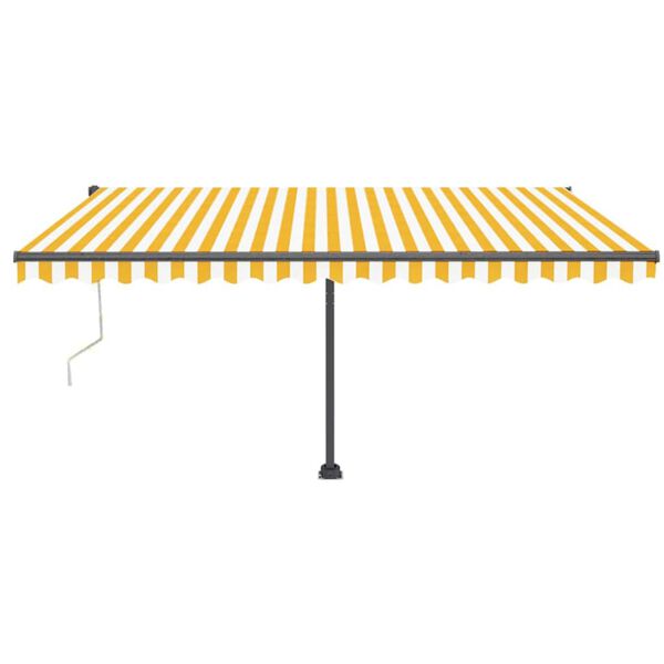 vidaXL Markizė su LED/vėjo jutikliu, geltona/balta, 450x350cm