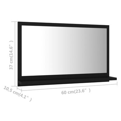 vidaXL Vonios kambario veidrodis, juodos spalvos, 60x10,5x37cm, MDP