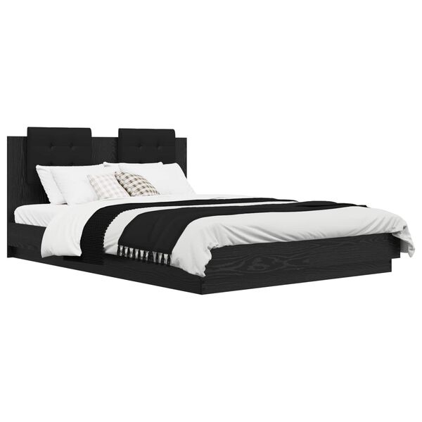 vidaXL Lovos Rėmas su Galvūgaliu Juodas ąžuolas 160 x 200 cm