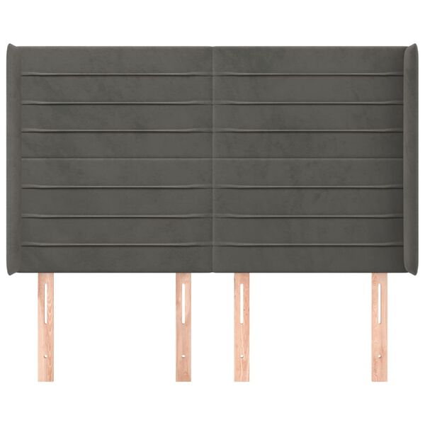 vidaXL Galvūgalis su auselėmis,tamsiai pilkos,147x16x118/128cm,aksomas