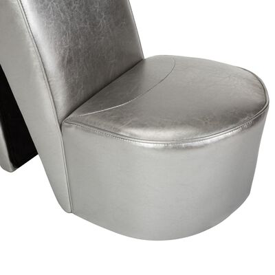 vidaXL Aukštakulnio formos kėdė, sidabrinės spalvos, dirbtinė oda