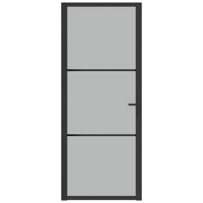 vidaXL Vidaus durys, juodos, 83x201,5cm, matinis stiklas ir aliuminis