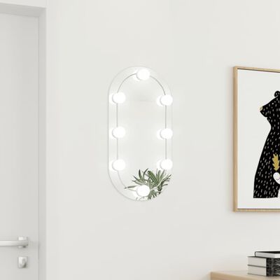 vidaXL Veidrodis su LED lemputėmis, 60x30cm, stiklas, ovalo formos