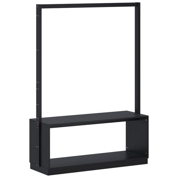 vidaXL Drabužių kabykla su batų lentyna, juoda, 113x40x157,5cm, pu&scaron;is