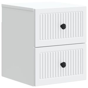vidaXL Sieninis naktinis staliukas su stalčių Balta 33 x 34,5 x 40 cm