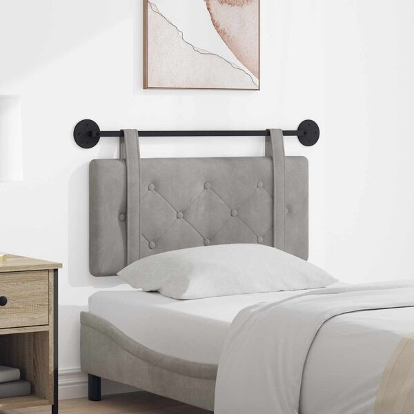 vidaXL Kabantysis galvūgalis &Scaron;viesiai pilka 90 x 55 x 5 cm Aksomas