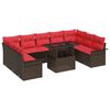 vidaXL Sodo Sofų Rinkinys su pagalve 10 pcs Ruda Poli ratanas