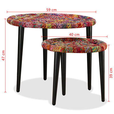 vidaXL Kavos staliukų komplektas, 2 dalių, įvairių spalvų, pintas