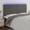 vidaXL Galvūgalis su LED, pilkas, 200x5x118/128cm, dirbtinė oda