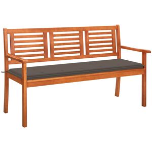 vidaXL Trivietis sodo suoliukas su pagalve, 150cm, eukalipto masyvas