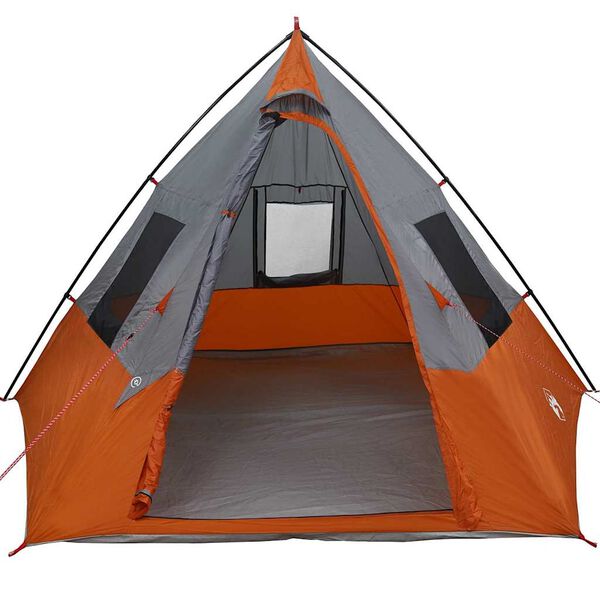 vidaXL Tipi palapinė Pilka ir oranžinė 383 x 338 x 217 cm tafta