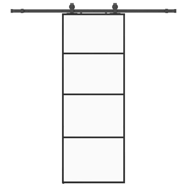 vidaXL Stumdomos durys su įrangos rinkiniu, juodas, 76x205 cm, ESG ir