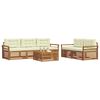 vidaXL Lauko sofos komplektas su pagalve 6 pcs Natūralus ir grietinėlė