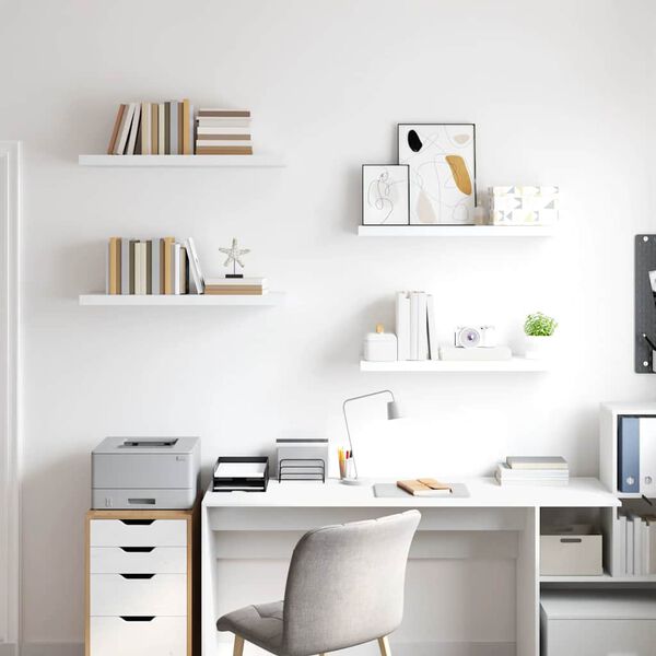 vidaXL Pakabinamos lentynos, 4vnt., baltos, 80x23,5x3,8cm, MDF