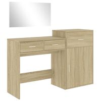 vidaXL Kosmetinio staliuko komplektas, 3 dalių, ąžuolo, mediena