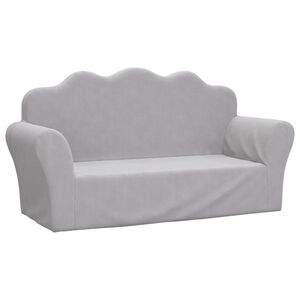 vidaXL Vaiki&scaron;ka dvivietė sofa, &scaron;viesiai pilka, mink&scaron;tas pliu&scaron;as