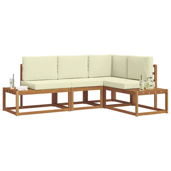 vidaXL Lauko sofos komplektas 4 Vienetas Natūralus ir grietinėlė
