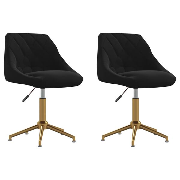 vidaXL Pasukamos valgomojo kėdės, 2vnt., juodos spalvos, aksomas