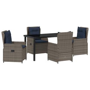 vidaXL Sodo valgomojo komplektas 5 pcs Pilka Poli ratanas