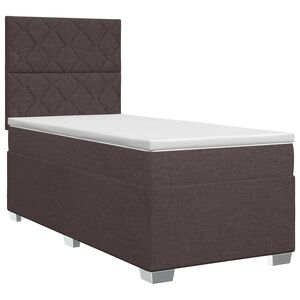 vidaXL Spyruoklinė lova su čiužiniu Tamsiai rudas 80 x 200 cm Audinys