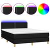 vidaXL Lova su spyruoklėmis/čiužiniu/LED, juoda, 140x190 cm, audinys