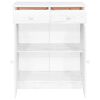 vidaXL &Scaron;oninė spintelė su 2 stalčiais, balta, 78x35x89cm, pu&scaron;is