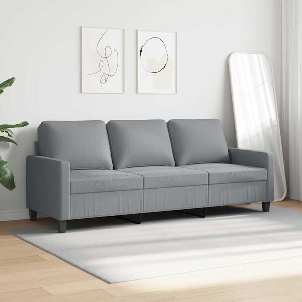vidaXL Trivietė sofa, &scaron;viesiai pilkos spalvos, 180cm, audinys