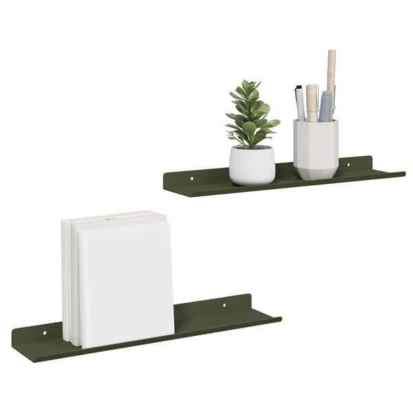 vidaXL Plūduriuojanti lentyna 2 pcs Alyvuogių žalia 40 x 9 x 2,5 cm