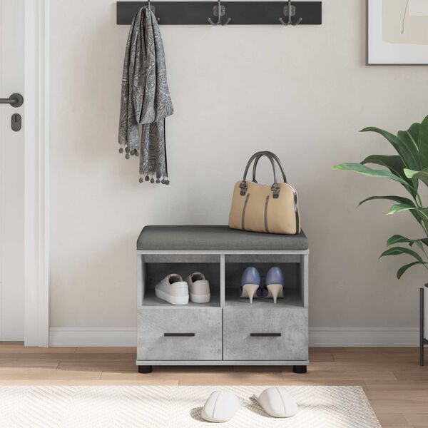 vidaXL Koridoriaus suolas su pagalve Betono pilka 60 x 38 x 46 cm