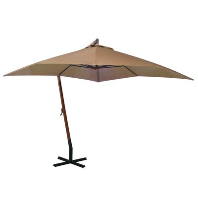vidaXL Kabantis skėtis su stulpu, taupe spalvos, 3x3m, eglės masyvas