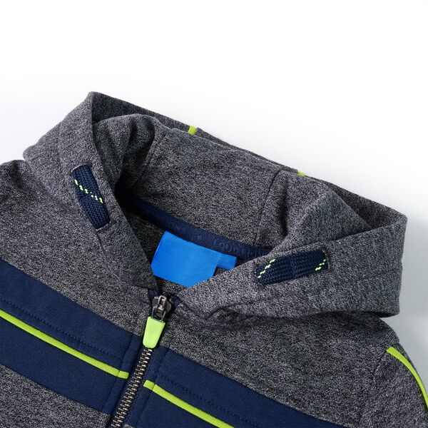 Vaikiškas sportinis megztinis su gobtuvu ir užtrauktuku, pilkas