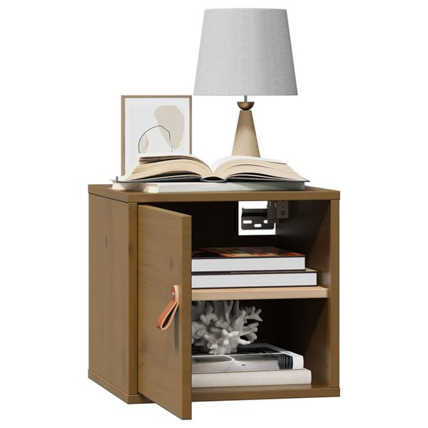 vidaXL Sieninės spintelės, 2vnt., medaus rudos, 31,5x30x30cm, pušis