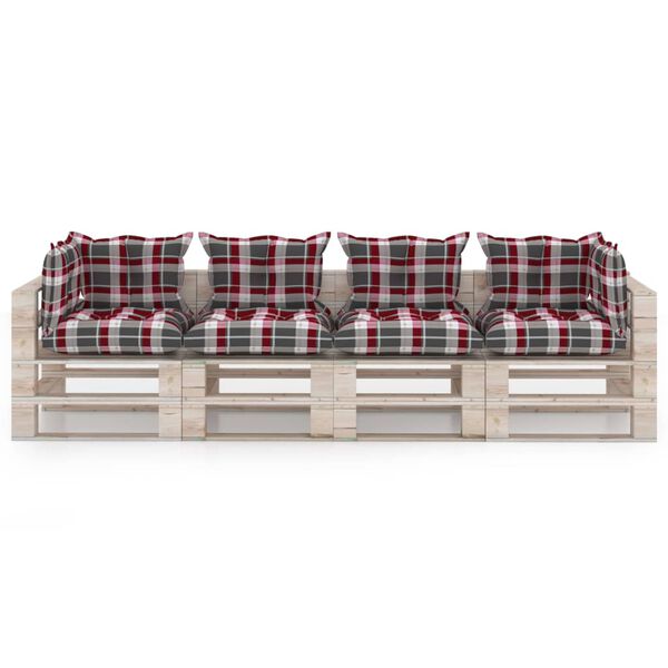 vidaXL Keturvietė sodo sofa i&scaron; palečių su pagalvėlėmis, pu&scaron;ies mediena