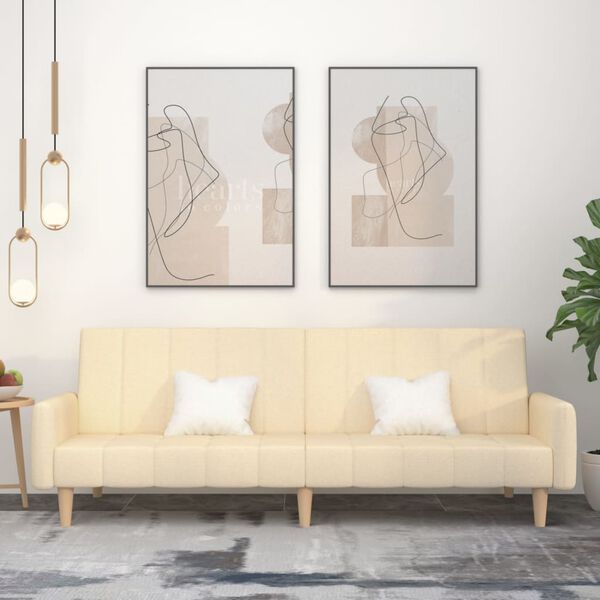 vidaXL Dvivietė sofa-lova, kreminės spalvos, audinys