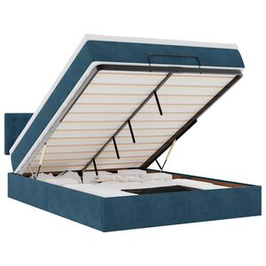 vidaXL Osmanų lova su čiužiniu ir LED Tamsiai mėlyna 140x190cm Velvet